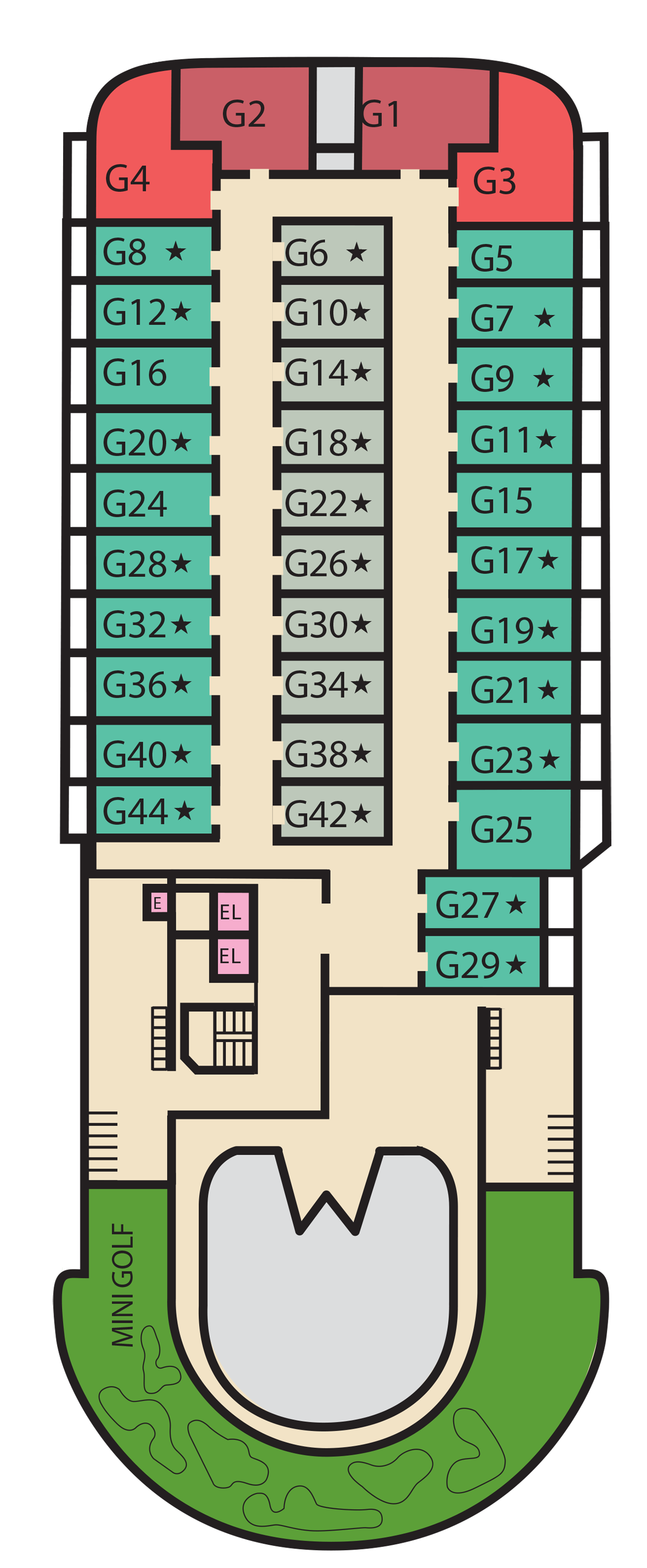 Carnival Elation Deck 14 plan