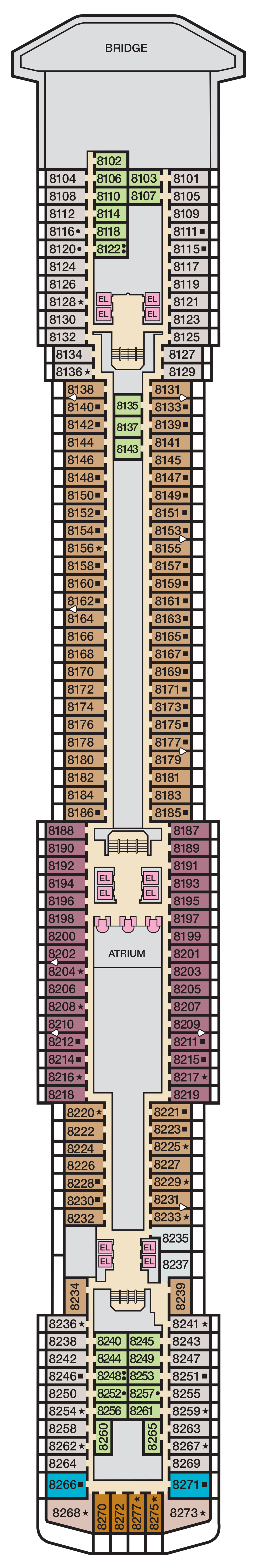 Carnival Legend Deck 8 plan