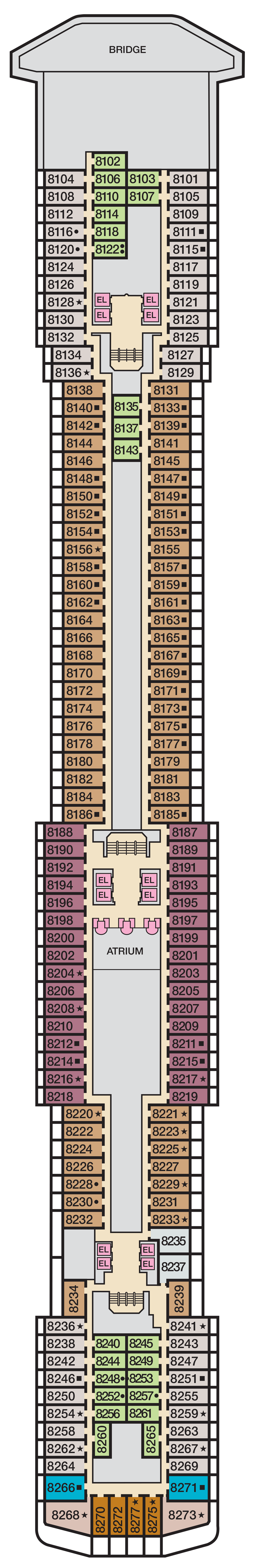Carnival Miracle Deck 8 plan
