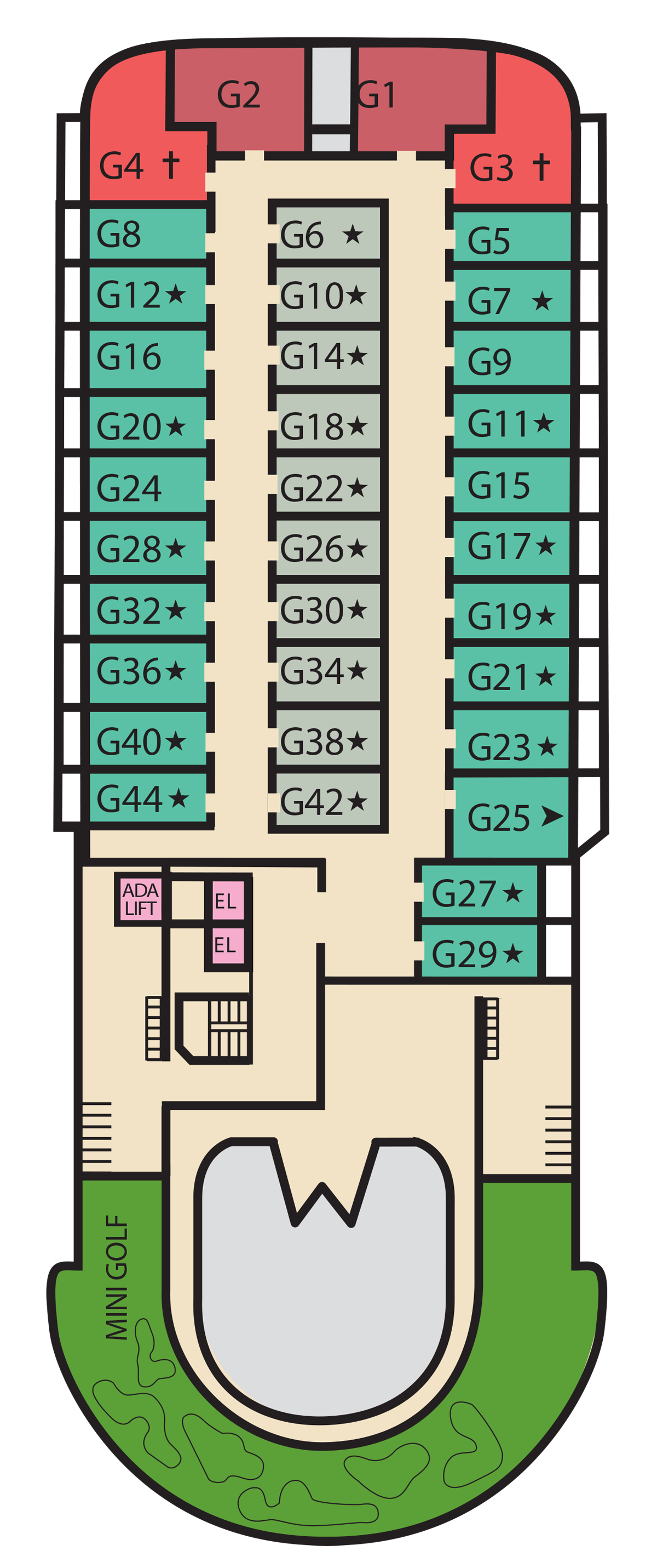 Carnival Paradise Deck 14 plan