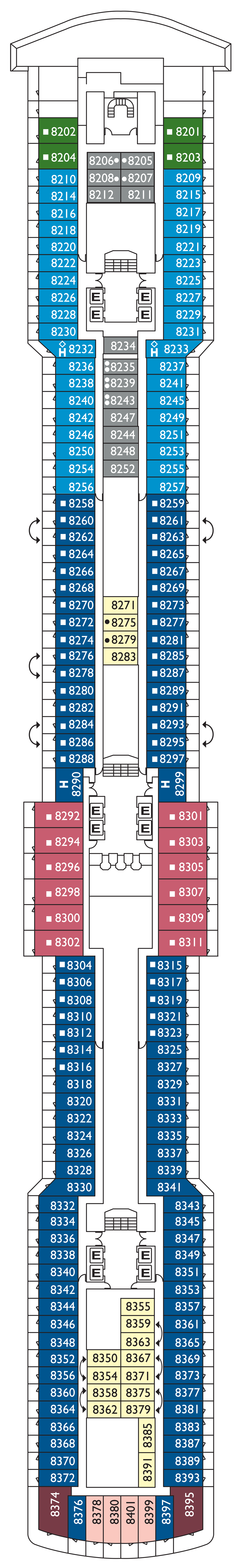 Costa Deliziosa Deck 8 plan