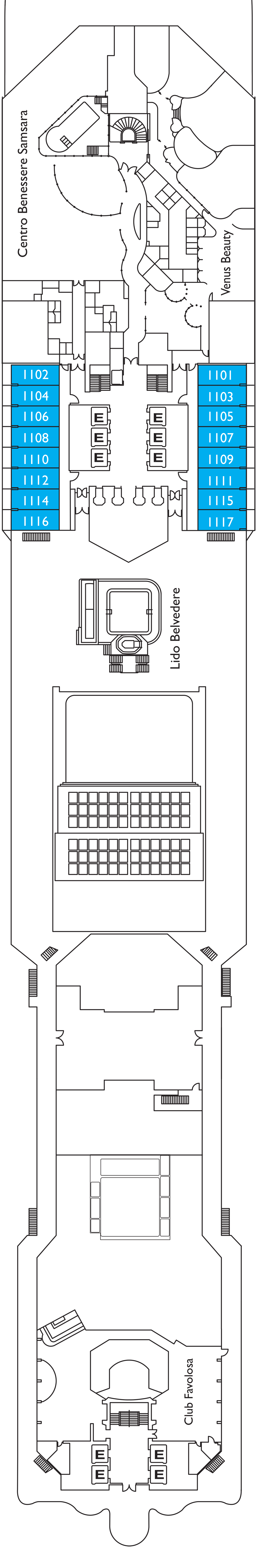 Costa Favolosa Deck 11 plan