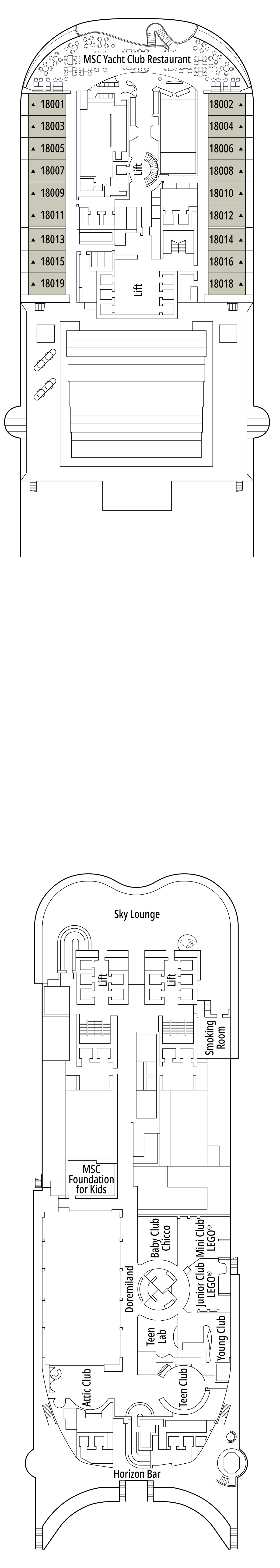MSC Euribia Deck 18 plan