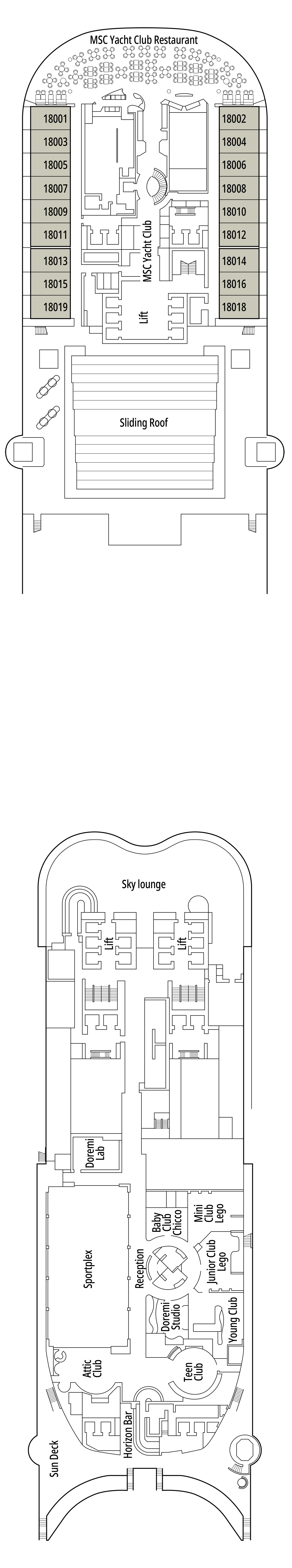 MSC Meraviglia Deck 18 plan