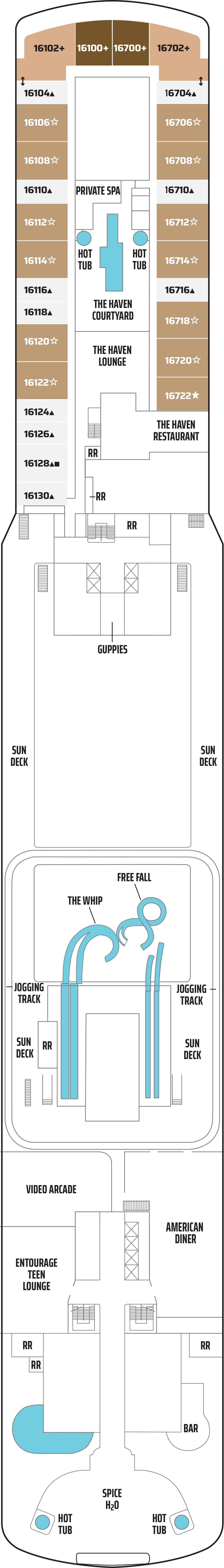 Norwegian Getaway Deck 16 plan