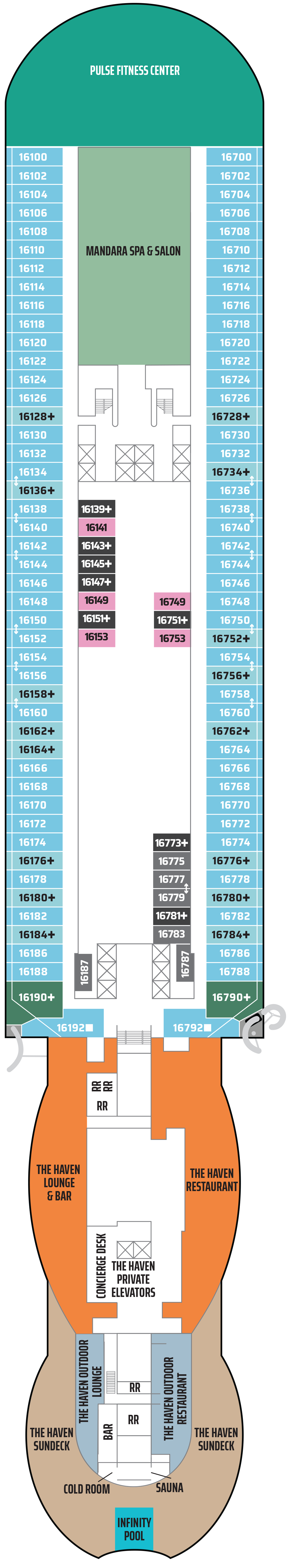 Norwegian Prima Deck 16 plan