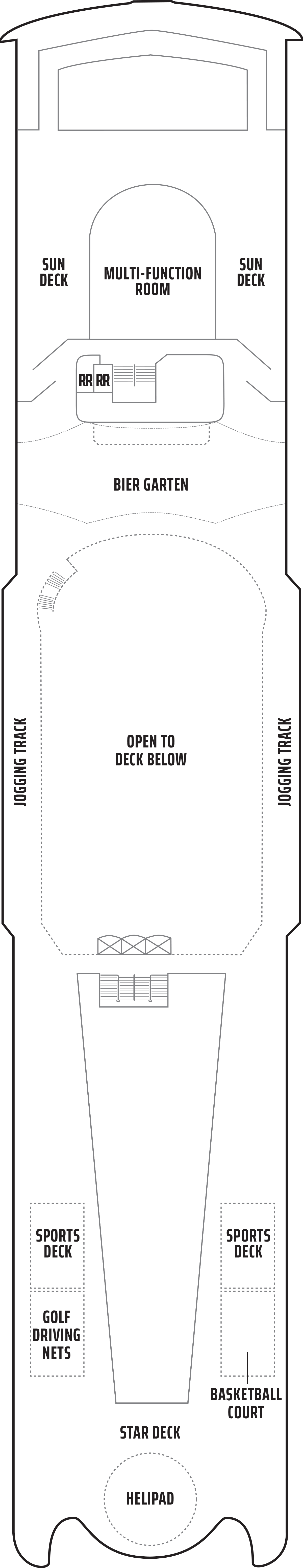 Norwegian Spirit Deck 13 — Top Deck & Upper Recreation plan