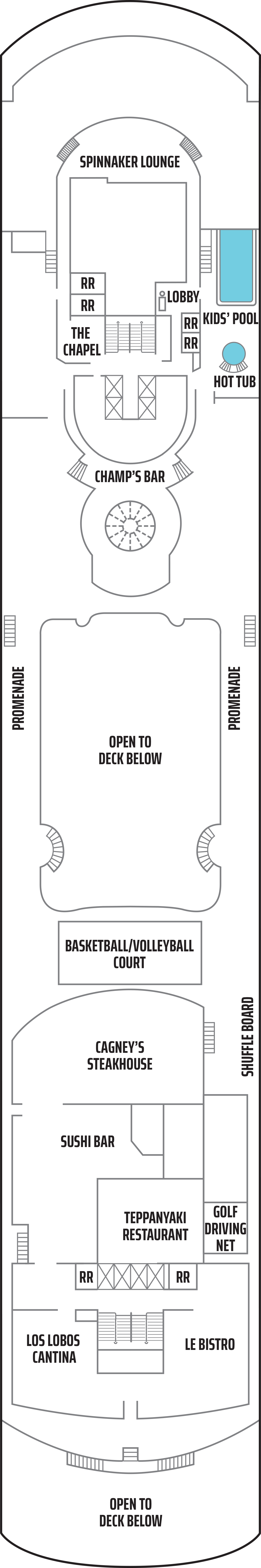Norwegian Sun Deck 12 — Top Deck plan